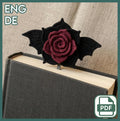 Crochet Bat Wing Rose Bookmark Pattern, Gothic Dark Academia (PDF Download)