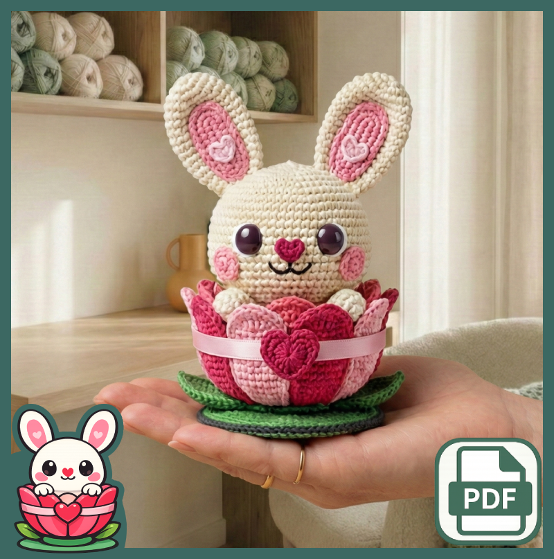Heartbud Bunny + Lotus Nest Amigurumi Pattern