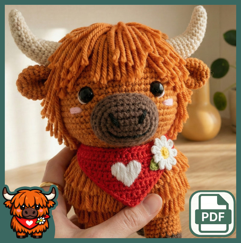 Highland Cow Amigurumi Crochet Pattern