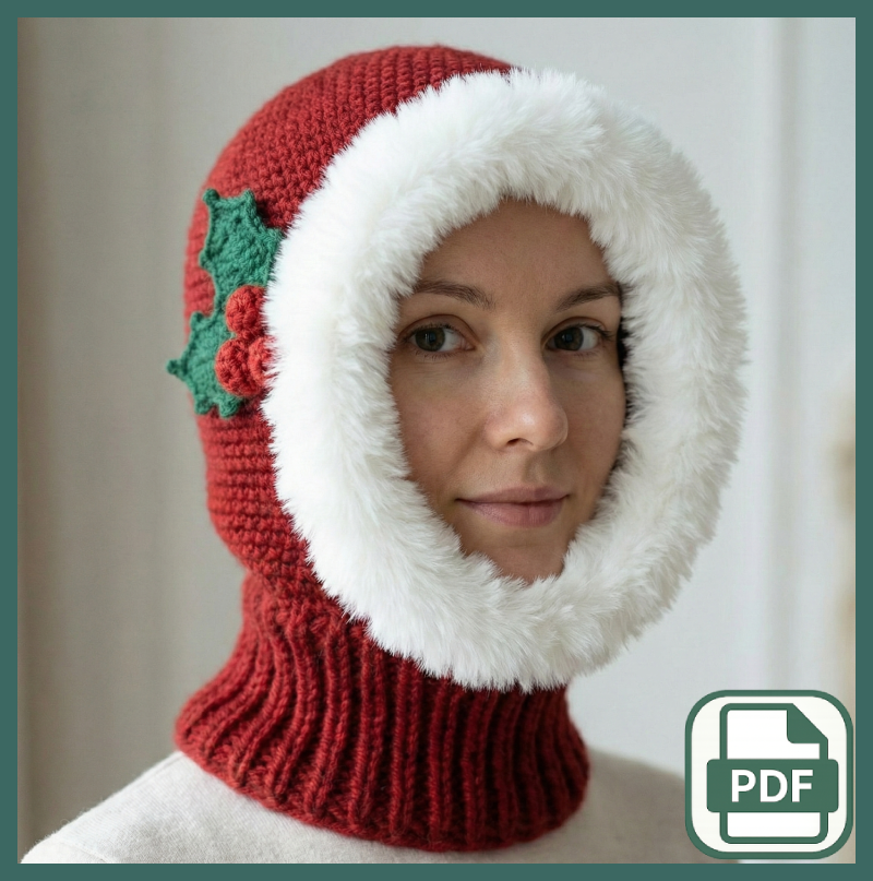 Frost & Berry Crochet Balaclava Hood Pattern