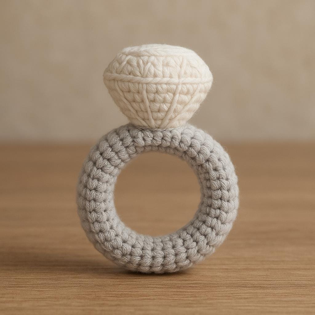 Diamond Ring Crochet Pattern PDF: Low-Sew Beginner Amigurumi (Instant Download)