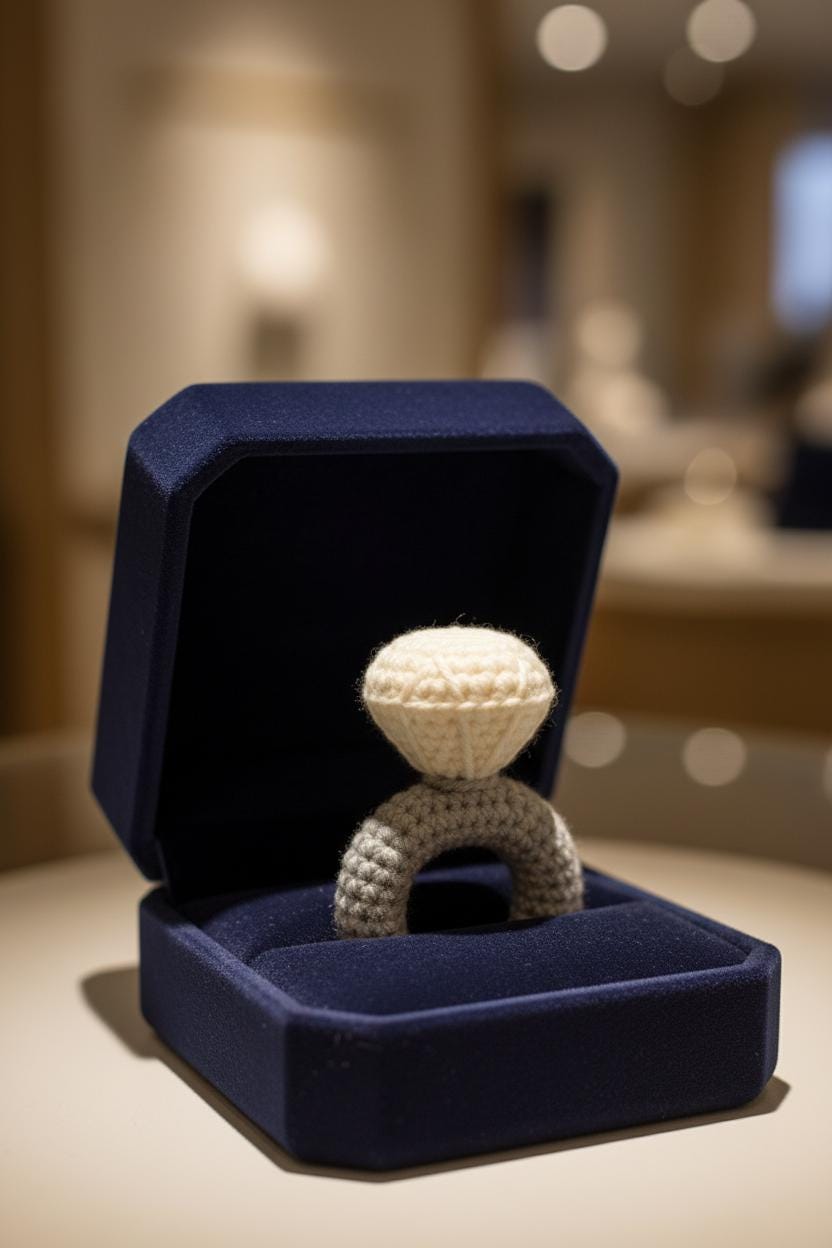 Diamond Ring Crochet Pattern PDF: Low-Sew Beginner Amigurumi (Instant Download)