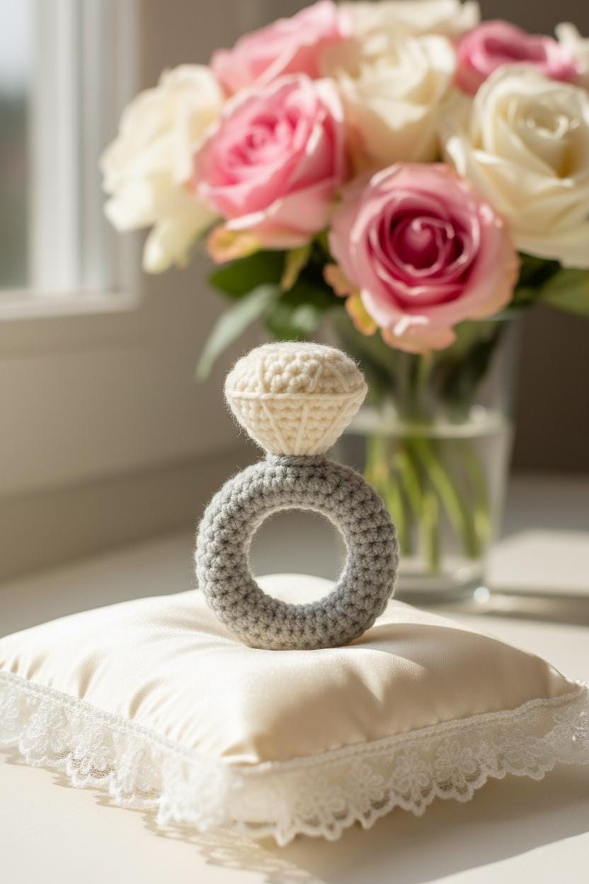 Diamond Ring Crochet Pattern PDF: Low-Sew Beginner Amigurumi (Instant Download)
