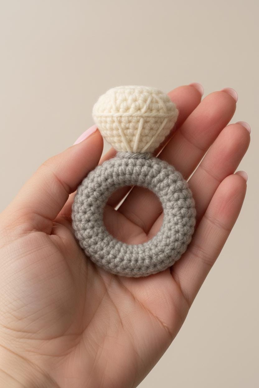 Diamond Ring Crochet Pattern PDF: Low-Sew Beginner Amigurumi (Instant Download)