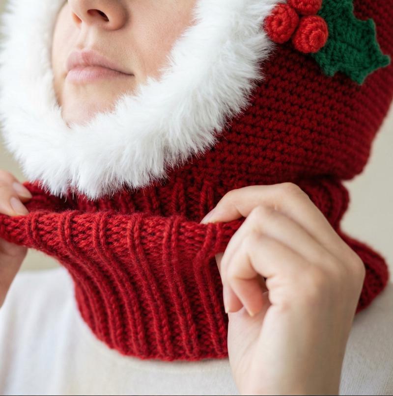 Frost & Berry Sleek Hood | Christmas Balaclava Crochet Pattern