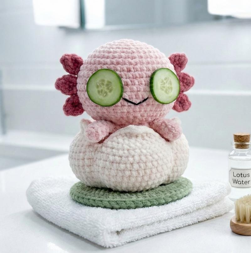Axolotl Crochet Pattern PDF – Sakura Lotus Bud Amigurumi