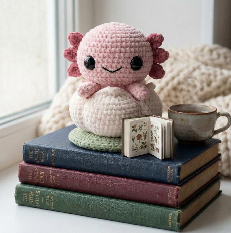 Axolotl Crochet Pattern PDF – Sakura Lotus Bud Amigurumi