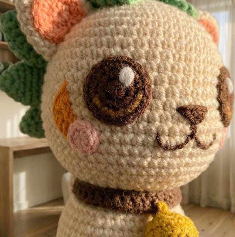 Crochet Kitten Pattern, Woodland Amigurumi Cat with Leaf Mane (Digital Download)