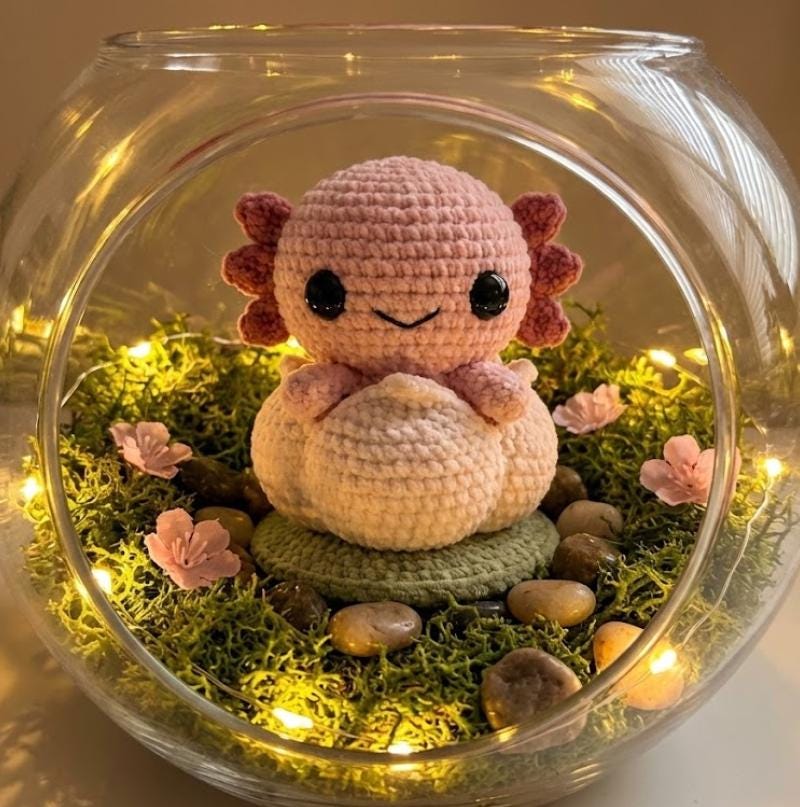 Axolotl Crochet Pattern PDF – Sakura Lotus Bud Amigurumi
