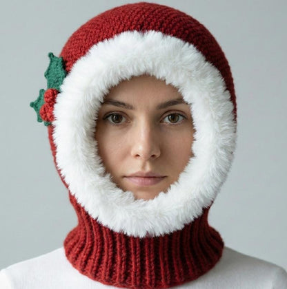Frost & Berry Sleek Hood | Christmas Balaclava Crochet Pattern