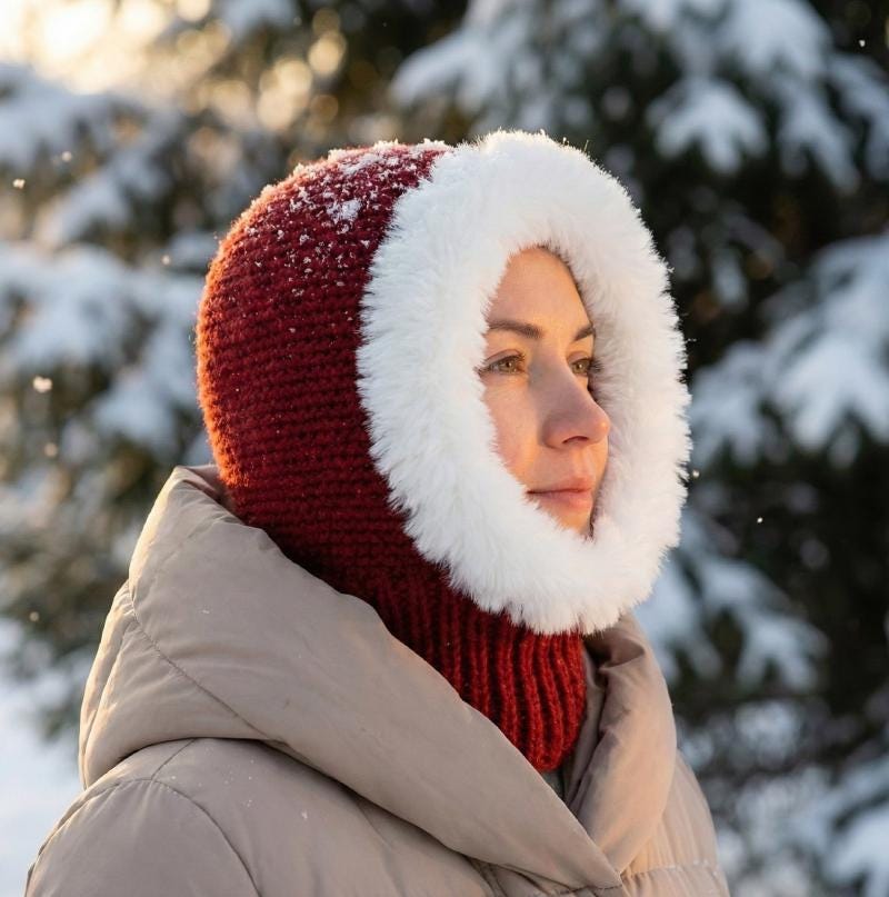 Frost & Berry Sleek Hood | Christmas Balaclava Crochet Pattern
