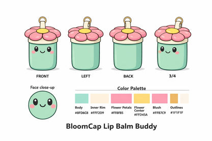 Crochet Keychain Pattern – Mint Bloom Canister Charm Amigurumi PDF (Digital Download)