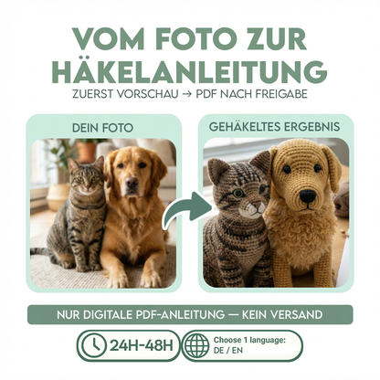 Individuelle Häkelanleitung PDF nach Foto – Haustier auf Bestellung