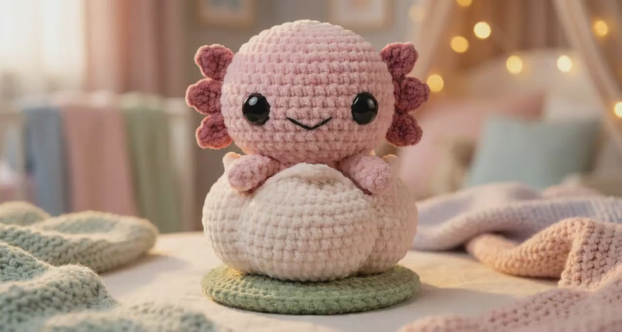Axolotl Crochet Pattern PDF – Sakura Lotus Bud Amigurumi