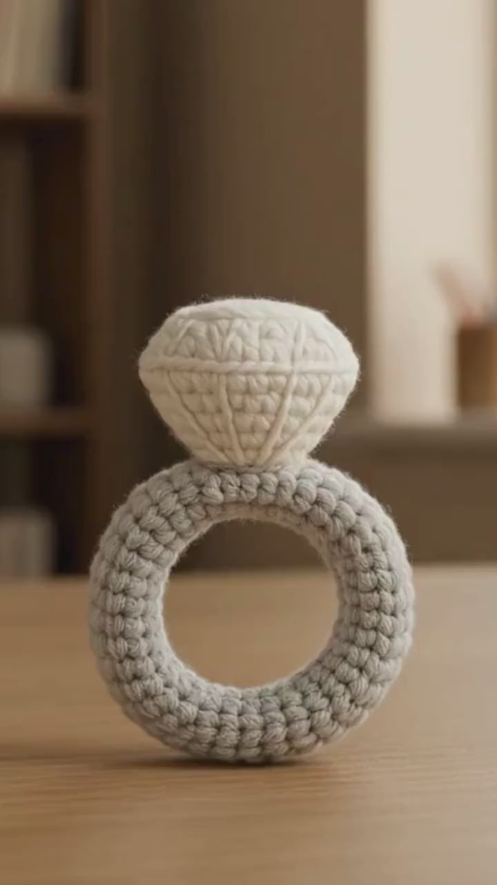 Diamond Ring Crochet Pattern PDF: Low-Sew Beginner Amigurumi (Instant Download)