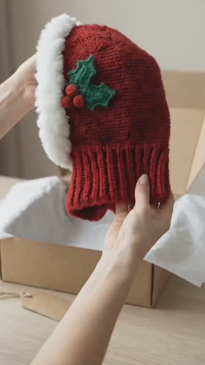 Frost & Berry Sleek Hood | Christmas Balaclava Crochet Pattern