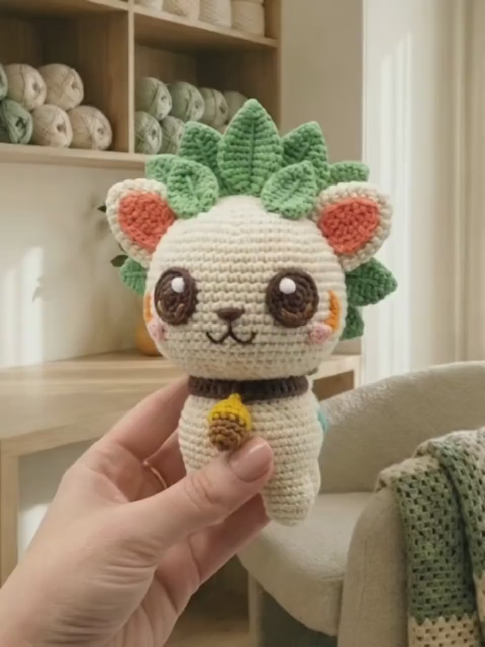 Crochet Kitten Pattern, Woodland Amigurumi Cat with Leaf Mane (Digital Download)