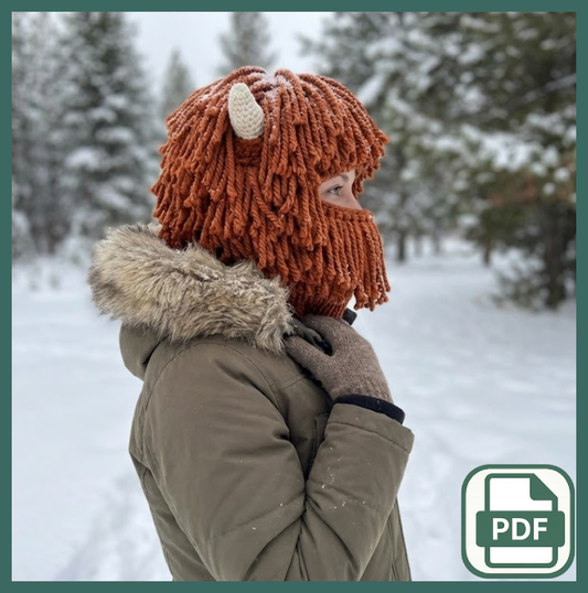 Highland Cow Shag Balaclava Crochet Pattern
